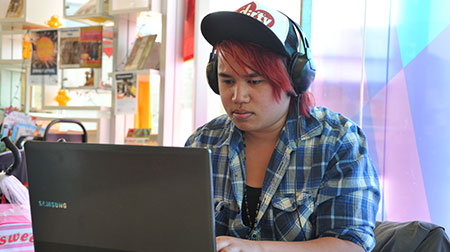 Person using a laptop